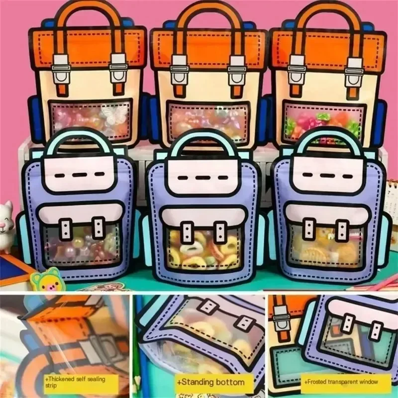 Creative Lunch Bag School Bags Cookie Candy Plastic Zipper Bags Snack Packaging Kids Birthday Graduation Party Gifts Lots