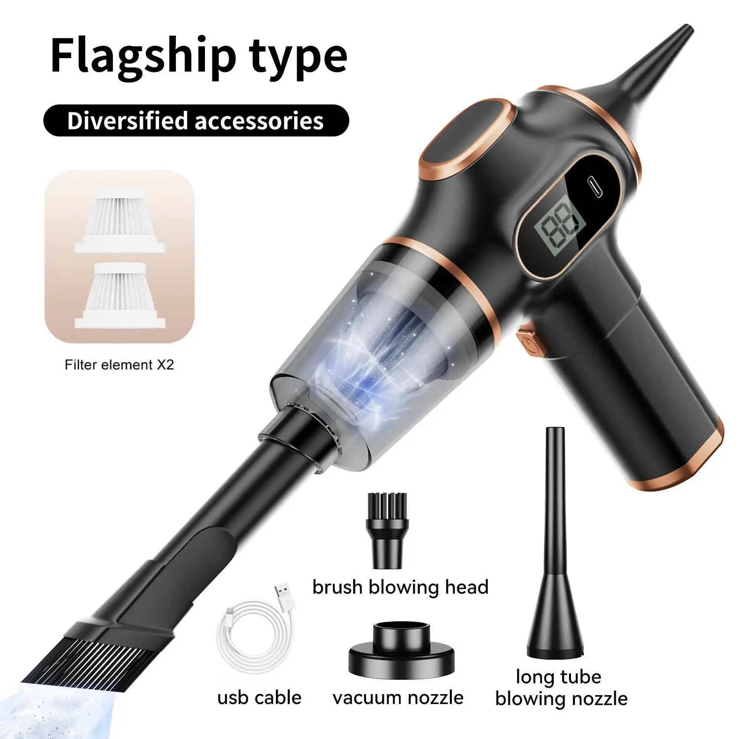 Бездротовий пилосос подвійного використання для дому та автомобіля Побутова техніка високої потужності з екраном дисплея Килим Диван Автомобільний прибиральник