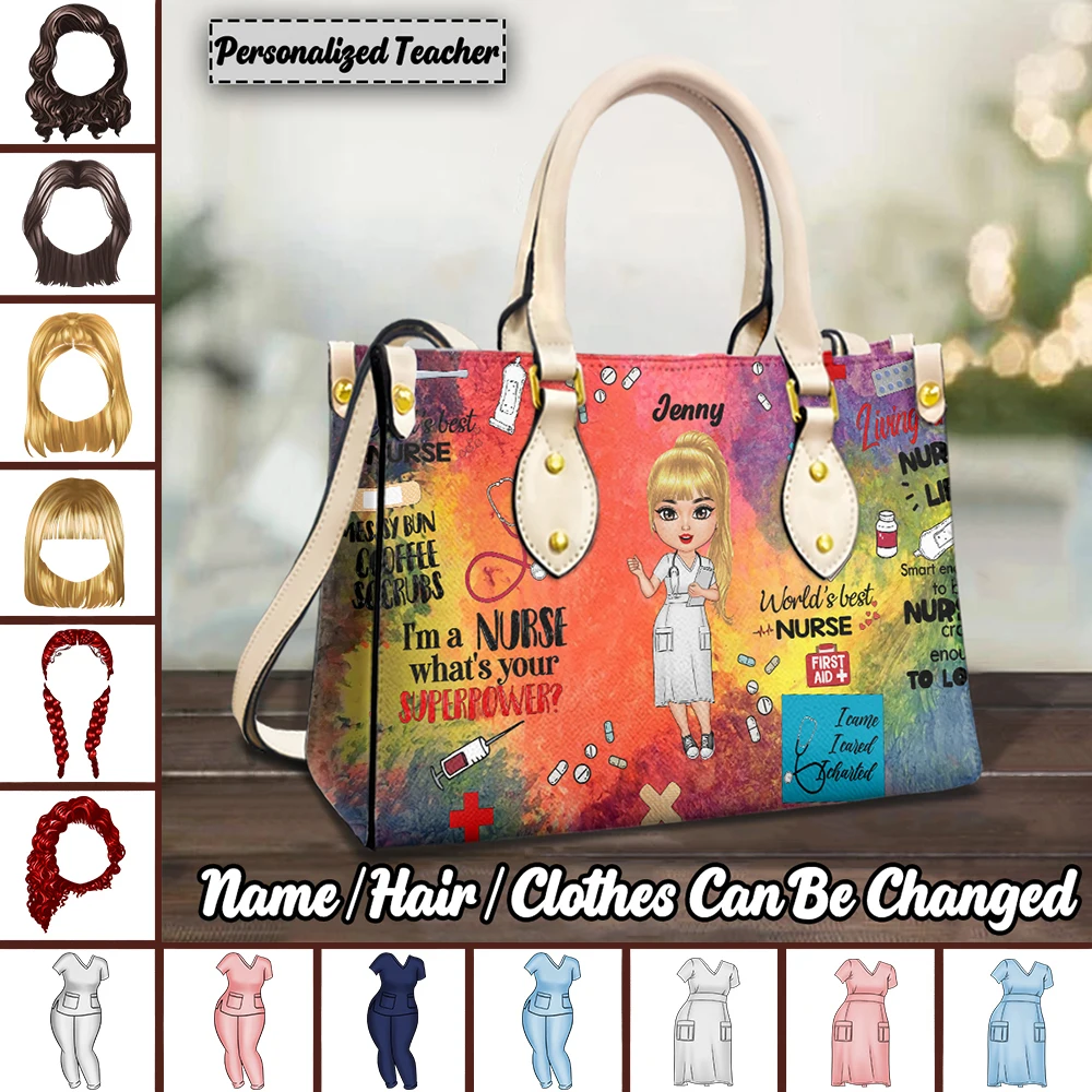 

Handbag Purse for Women Luxury Cartoon Nurse Personalized Appearance PU Leather Ladies Crossbody Bag Woman New Casual Tote Bags