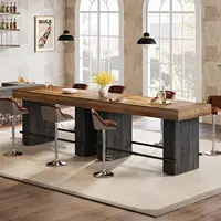 62.2 Inch Bar Table, Industrial Counter Height Pub Dining Table, Rectangular Home Bar Units with Metal Footrest for, Customized 6