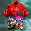 2024 Men's Shirts Hawaii Parrot Leaf Floral Print Party Beach Short Sleeve Lapel Button Up Camisa Plus Size Holiday Ropa Hombre 6