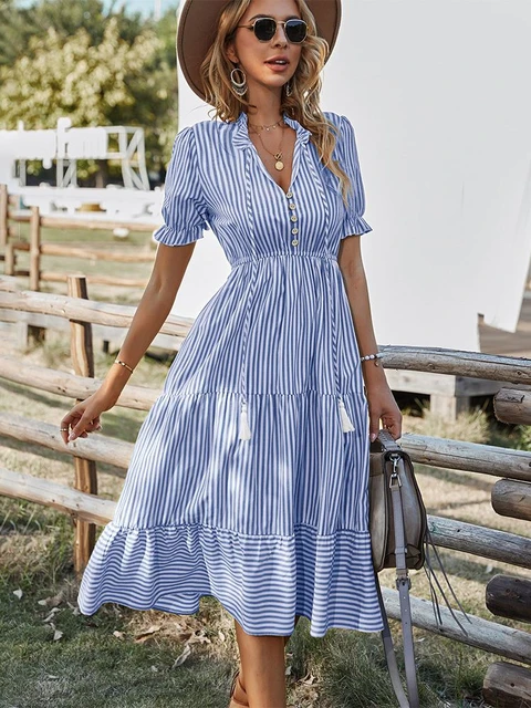 Navy Stripe Cabana Shift Dress