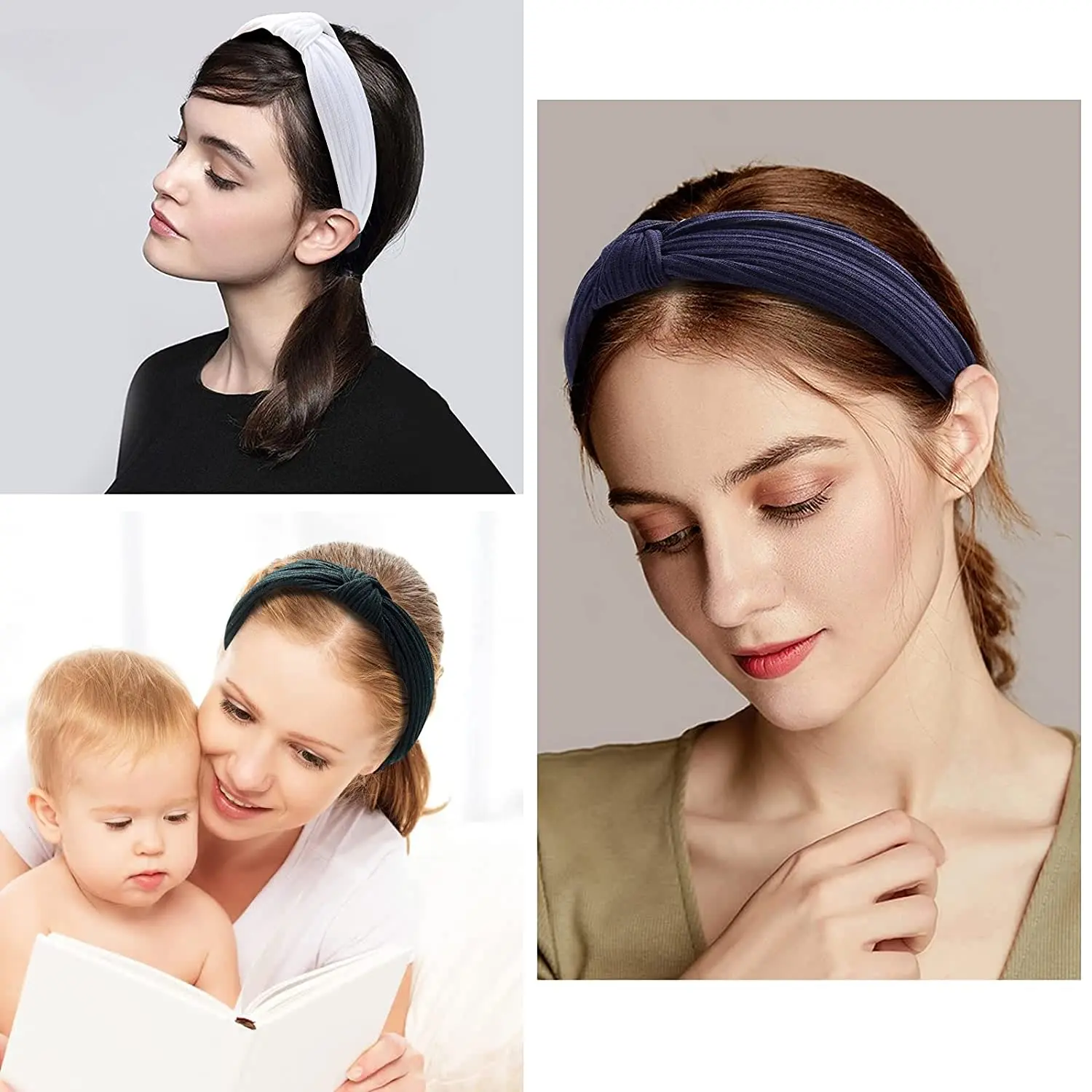 Fashion Knotted Headbands for Women Girls Solid Color Hair Band Simple Cross Knot Hairbands Hair Hoop Hair Accessories for Women