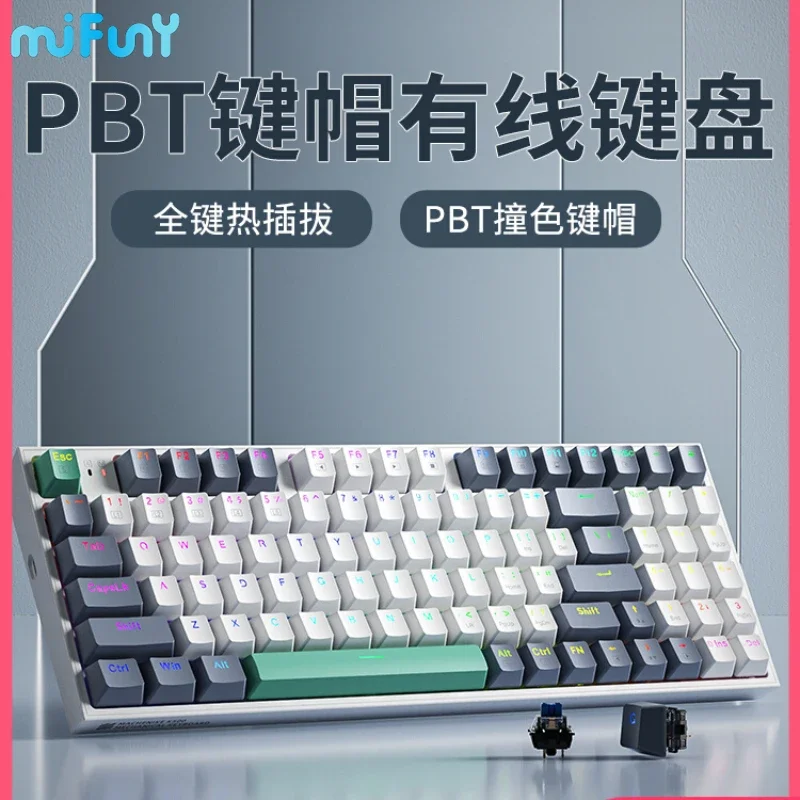 

MiFuny K500 Mechanical Keyboard Wireless Tri Mode Hot Swap RGB Backlight 94 Keys Office Gaming Keyboards for Windows IOS ANDROID