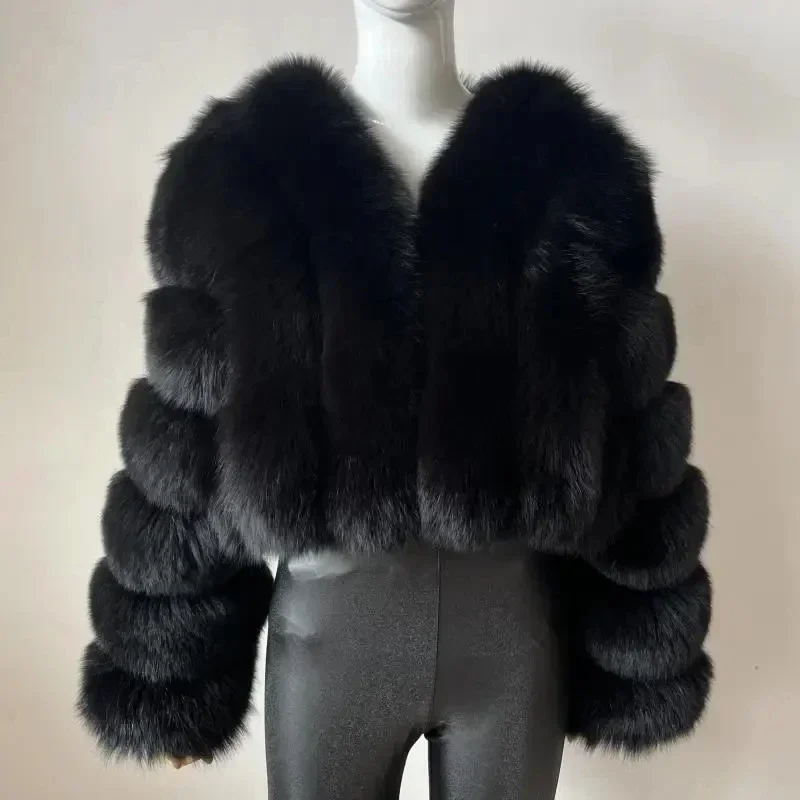 Faux Fox Fur Coat V-Neck Winter Woman Long Sleeve Warm Winter Coat Women Fashion Luxury New Fur Jacket Teddy Chic Outwear 2024 5