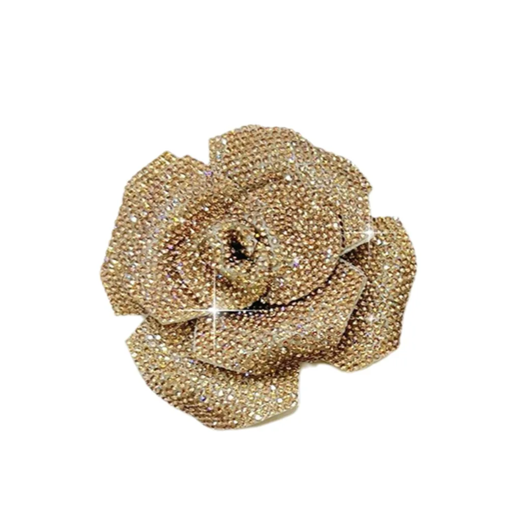 Sparkling 3D Rhinestone Rose Flower Embellishment