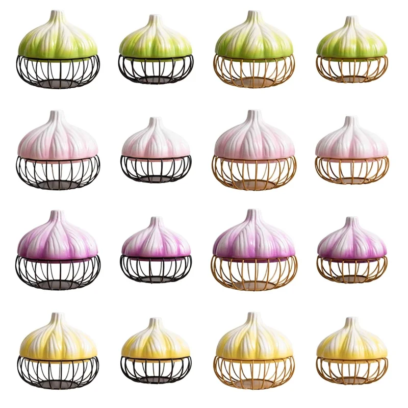 

Ceramic Egg Storage Basket, Iron Art, Garlic Potato Container, Snacks, Fruit Basket, Kitchen Organizing Container, Onion Shape