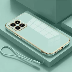 Smart Plating Camera Lens Protector Case - Soft Silicone Shockproof Cover with Lanyard for Honor X8C (Green)
