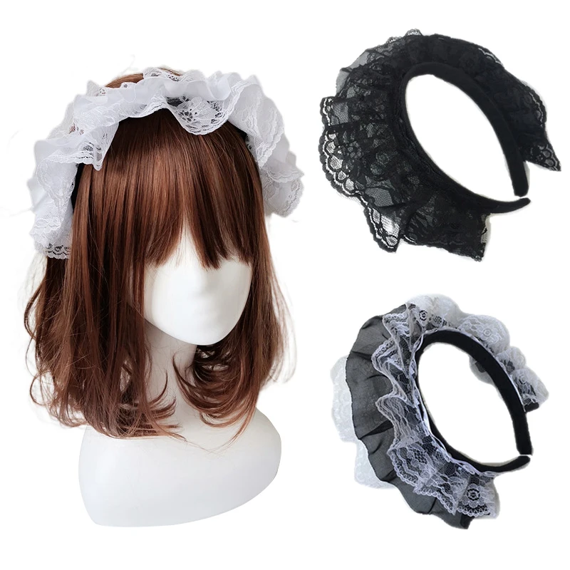 

2023 Lolita Lace Ribbon Bowknot Headband Headdress Cute Japanese Sweet Lovely Hair Band Lolita Maid Cosplay Hairband Accessories