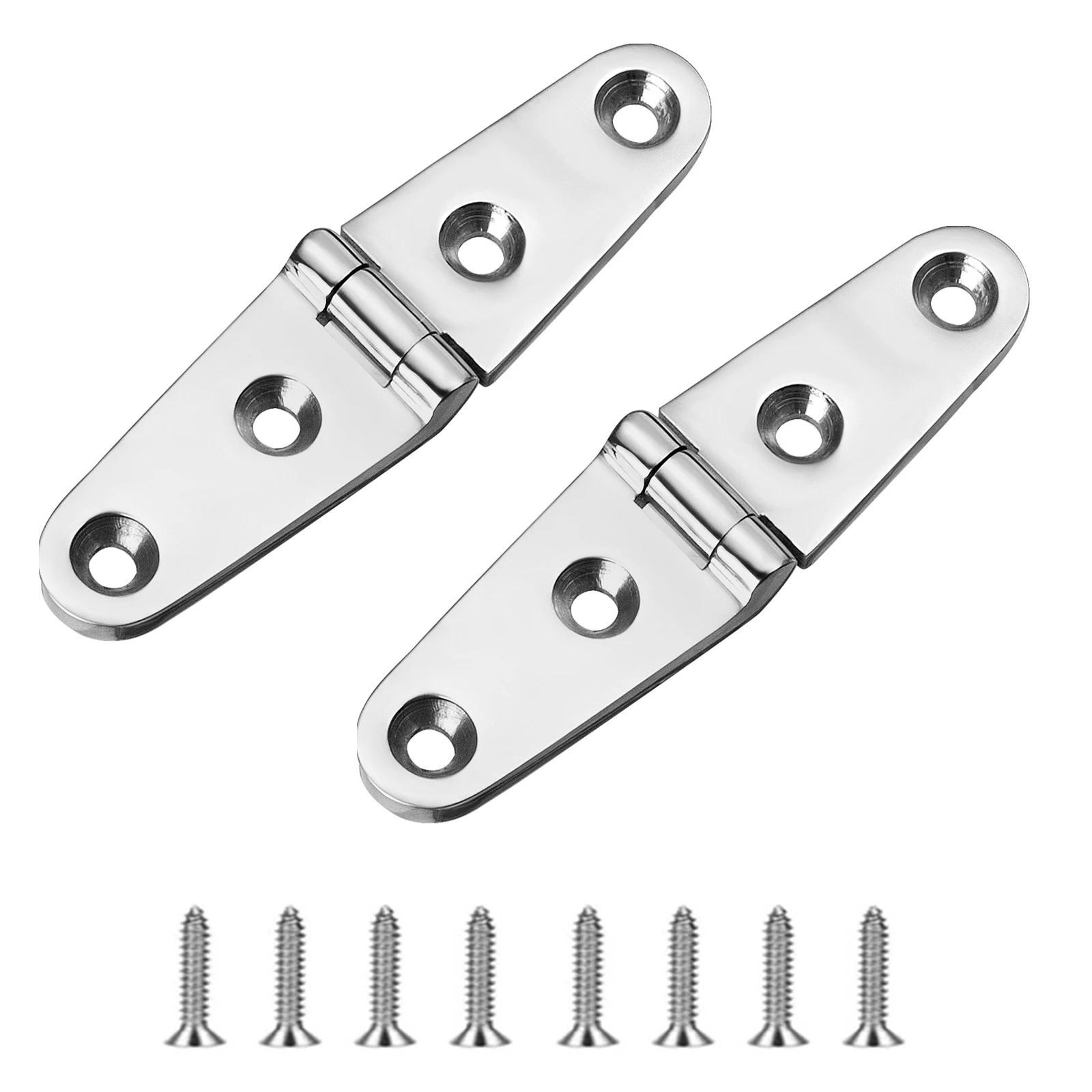 Boat Strap Hinges, Marine Hinges,  4 X 1 Inch (102 X 26 MM), 316Stainless Steel Hinges, Metal Hinges, with Screws (2 PCS) boat hatch hinges marine hinges stainless steel 3 x 1 5 inches 76 x 38mm heavy duty 316 ss with screws 1 pcs