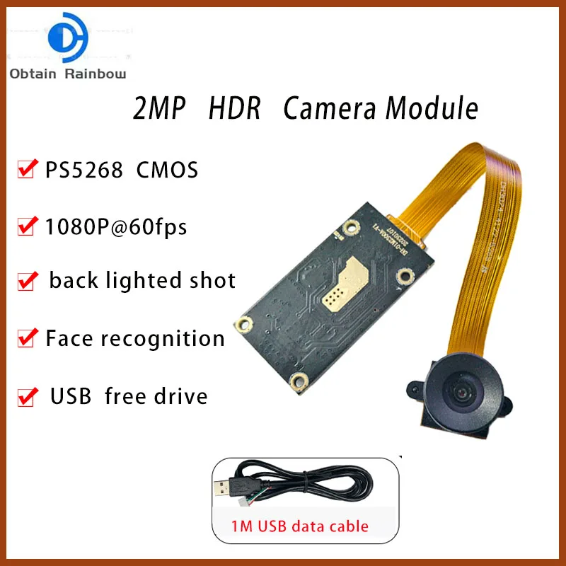 Usb Dynamic Face Recognition Câmera Module Anti Backlight Luz Forte 60 Fps 2mp 1080p Wide Ps5268 Cmos