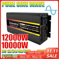 12000 W/10000 W Pure Sine Wave อินเวอร์เตอร์จอแสดงผล LED อินเวอร์เตอร์หม้อแปลงไฟฟ้า 12V 24V 48V 60V ถึง 220V แรงดันไฟฟ้า Converter 1