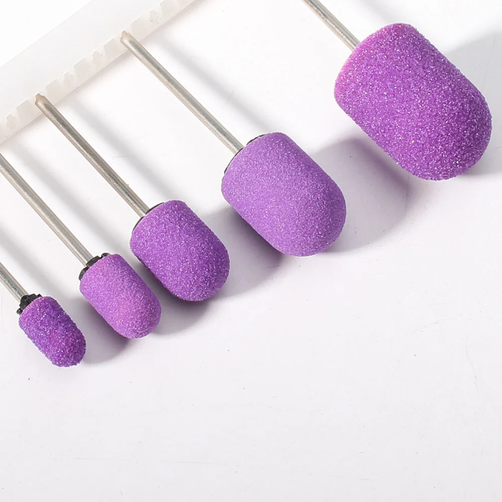 50pcs Purper 네일 드릴 페디큐어 샌딩 캡 고무 네일 샌딩 밴드 밀링 커터 회전 Burrs 제거 전기 매니큐어