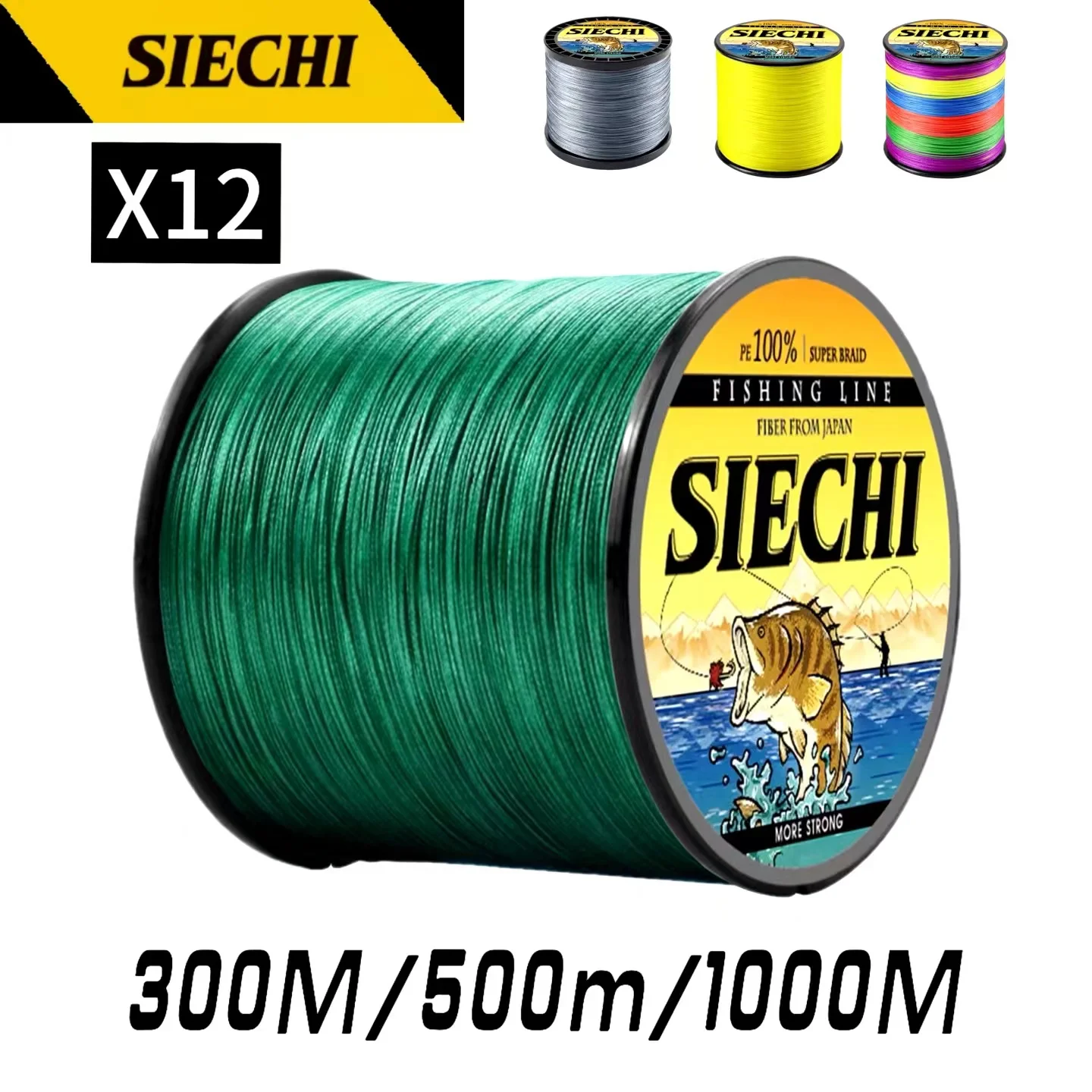SIECHI New X12 Super Strong 12 Strands Braided Fishing Line 300/500/1000M  Multifilament PE Line Saltwater Fishing Tackle - AliExpress 18