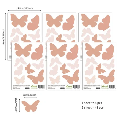 

Boho Pink Butterfly Wall Stickers for Baby Girls Boys Room Nursery Nordic Warm Home Decoration Creative Animals Vintage Stickers