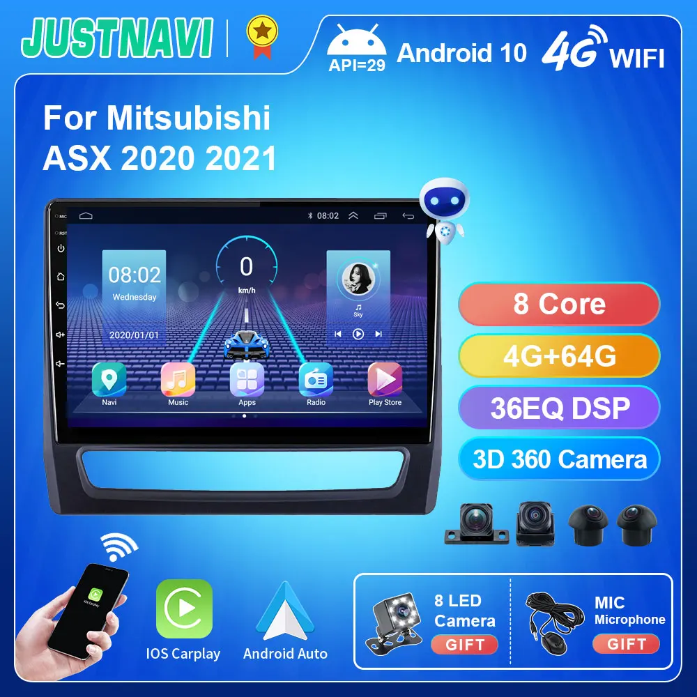 

Автомагнитола JUSTNAVI QT5, 4G, Android 10,0, 2 Din, мультимедийный видеоплеер для Mitsubishi ASX 2020, 2021, навигация, GPS, аудио, 2 Din, DVD