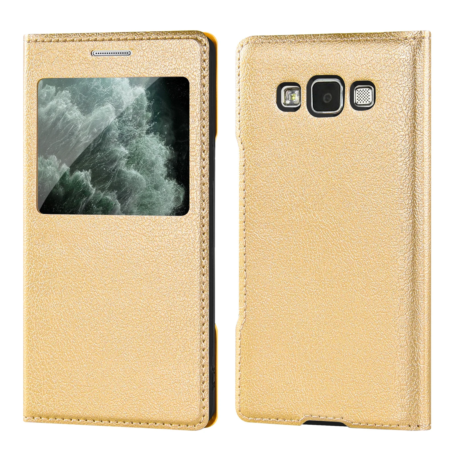 Sleek Transparent Window Flip Leather Phone Case