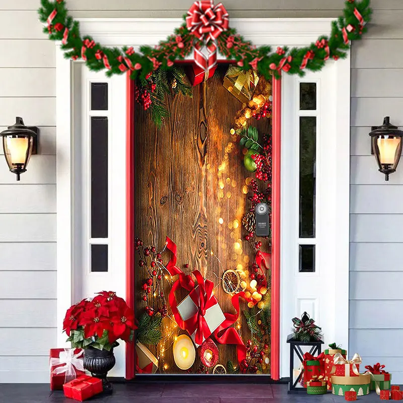 thumbnail image 1 of 2024 Christmas Door Curtain Santa Claus Snowman Xmas Tree Ornament Props Merry Cristmas Backdrop Banner Decor For Home Party, 1 of 5