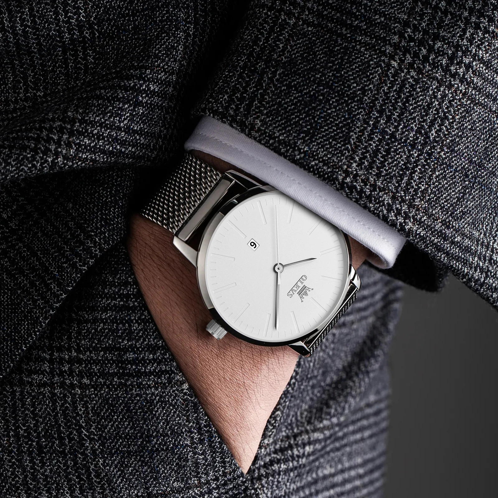 OLEVS Watch for Men Ultra Thin Quartz Watches Steel Strap Waterproof Sport Original Mens Wristwatch Fashion Casual Reloj Hombre 3