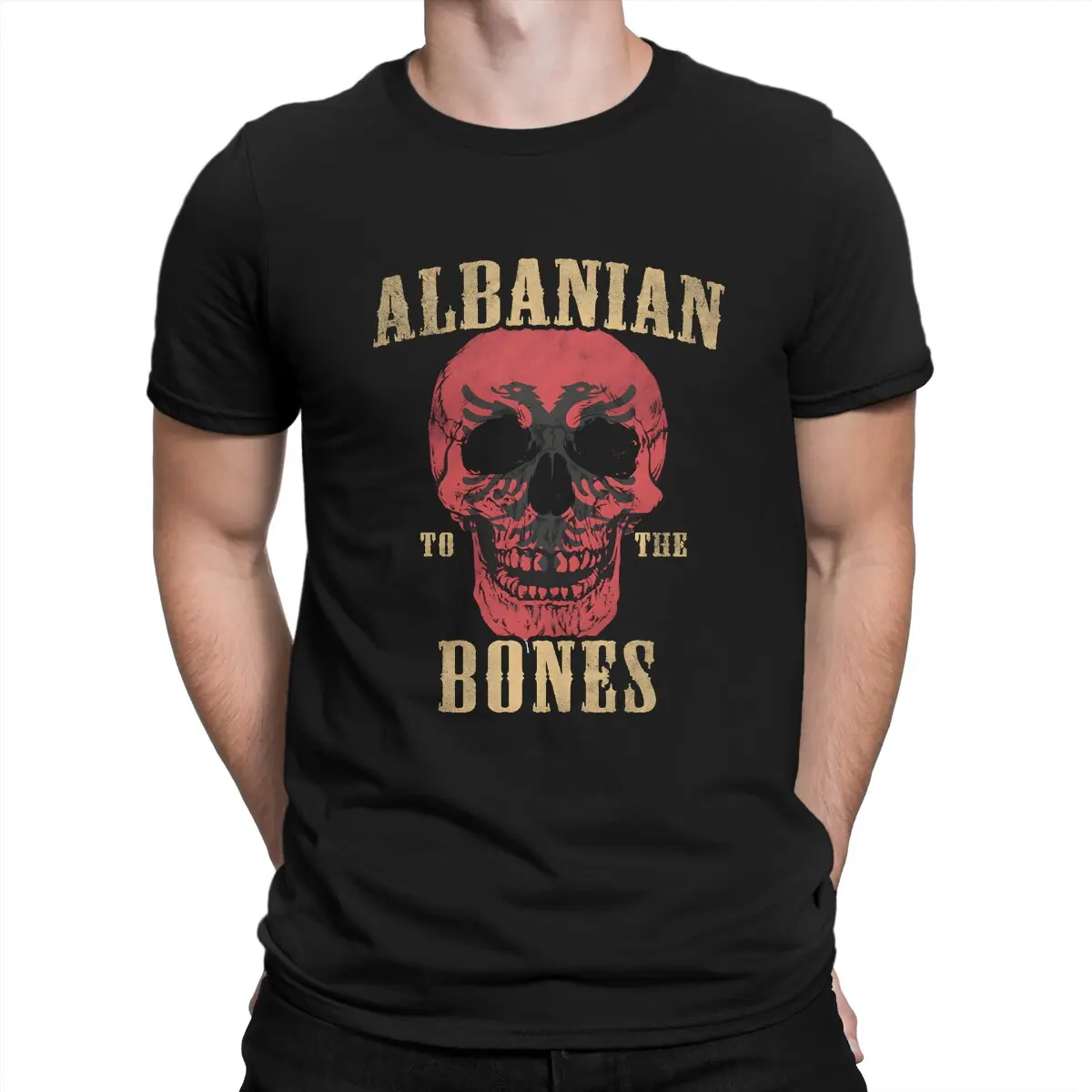 

The Bones Men's T Shirts Albanian Eagle Funny Tees Short Sleeve Crewneck T-Shirt 100% Cotton Classic Tops