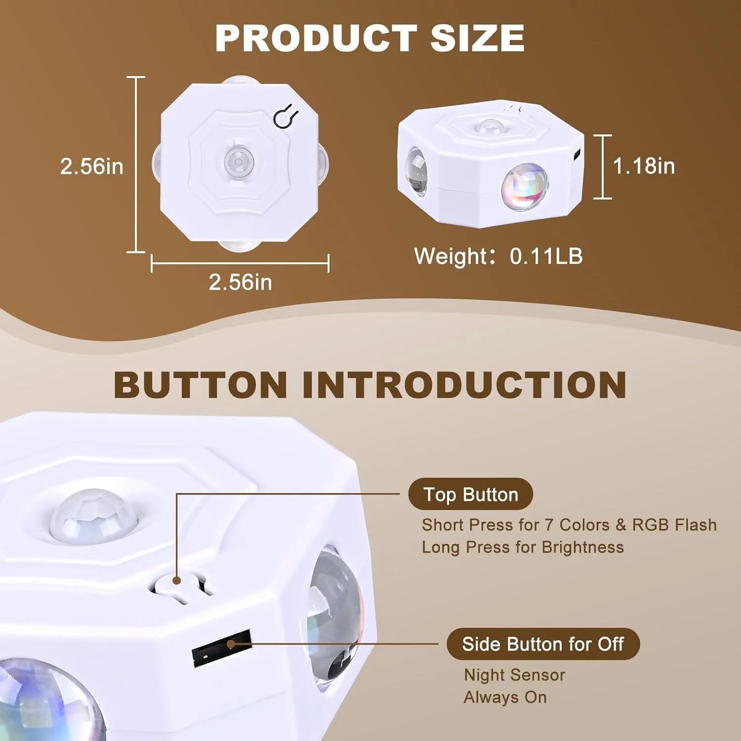 캐비닛 바닥용 RGB 색상변경 조명 USB 충전식 4헤드 야간 조명 디밍 기능 포함 사무실 복도에서 사용하기에 이상적