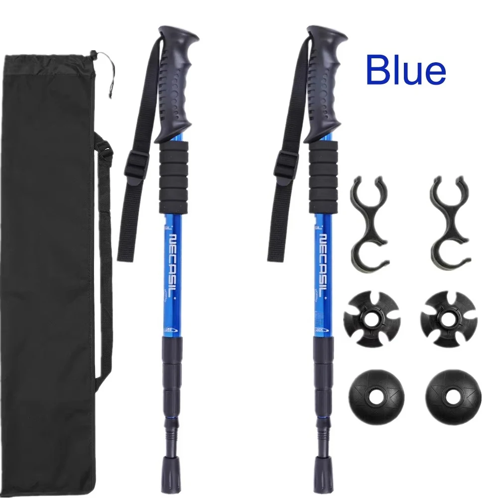 2pcs/lot Trekking poles hike walking stick nordic walking cane Aluminum ski camp telescopic baton outdoor hiking poles crutches