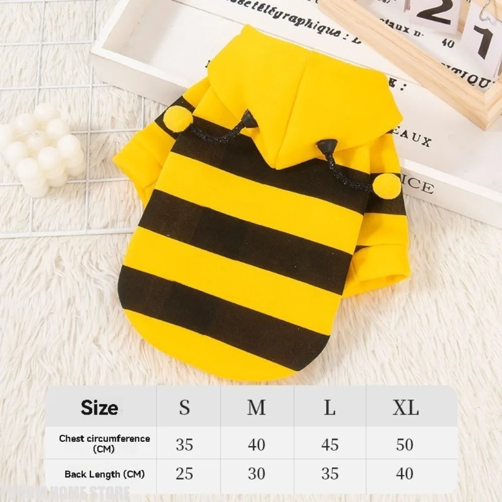 겨울 따뜻한 애완 동물 꿀벌 후드 의상 통기성 줄무늬 코스프레 의상, 고양이 개 애완 동물 장식을위한 귀여운 축제 역할 놀이 의류