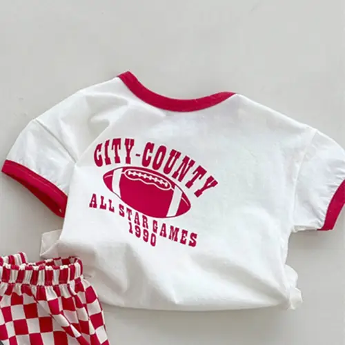 2026 Summer New Baby Letter Print Short Sleeve T Shirts Cotton Boys Girls Casual Tee Infant Loose Versatile Tops Kids Clothes - Image 5