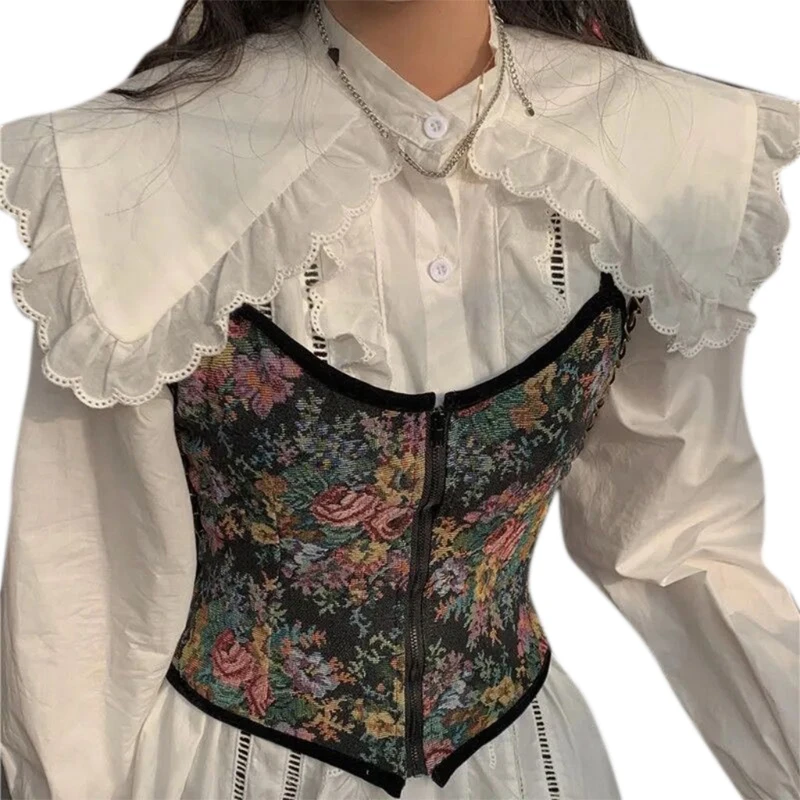 

Womens Belt Bustier Sexy Overbust Corset Floral for Tank Top Elastic Belt Waist