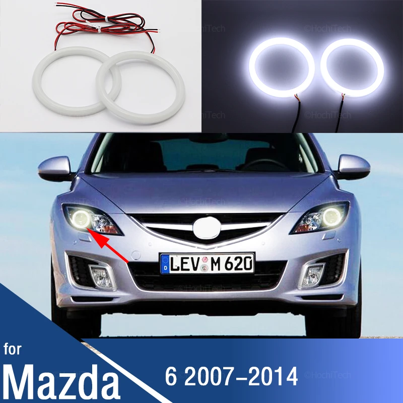Ultra Bright Day Light Drl Cotton Angel Eyes Demon Eyes Kit Warm White Halo Ring For Mazda 6 2007-2012