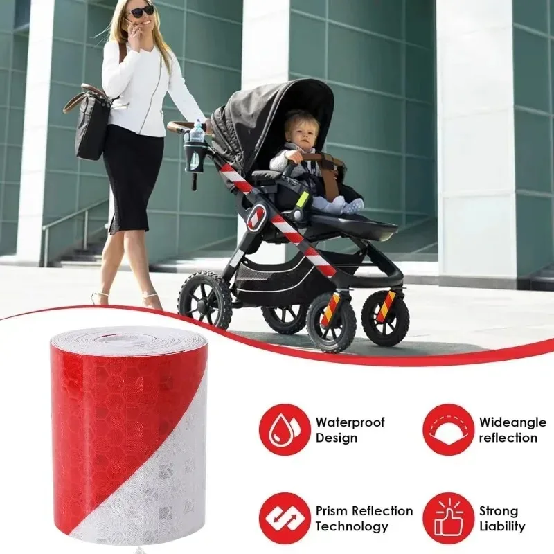 Reflective Tape 3m Long Red White Shining Reflective Safety Warning Tape Self Adhesive Twill Printing Reflective Tape for Car