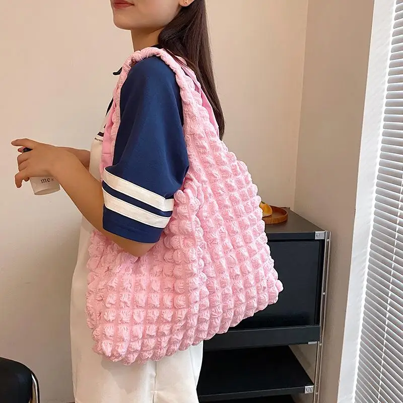 Cute Pleated Puff Shouder Bag Women Large-capacity Cloud Armpit Bag Winter 2023 Fashion Handbags Girls