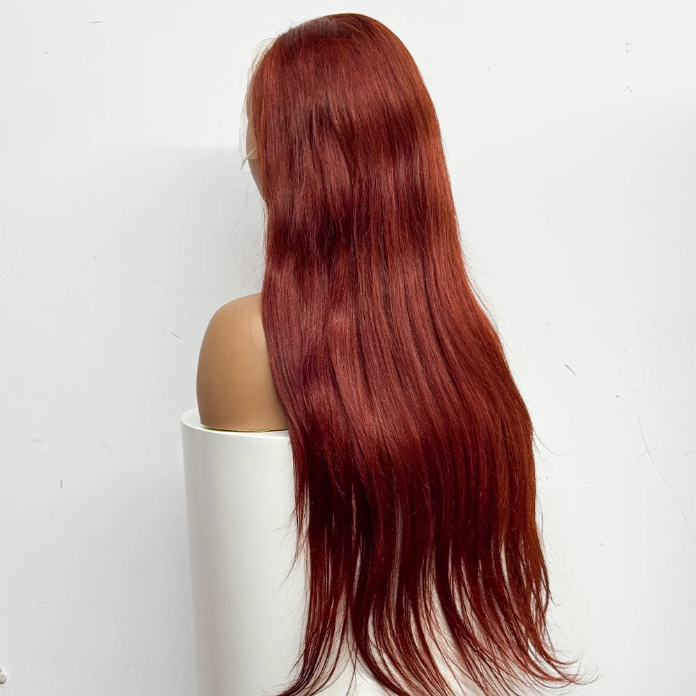 22-34 in Straight Human Hair Wigs #33 Reddish Brown 13x4 Lace Front Wigs Human Hair 250% Density Brazilian Hair For Black Women