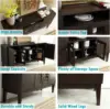 60" Modern Solid Wood Sideboard Buffet Table Storage Cabinet, Coffee Tea Bar Tall Console Table with 4 Doors for Dining Room 5