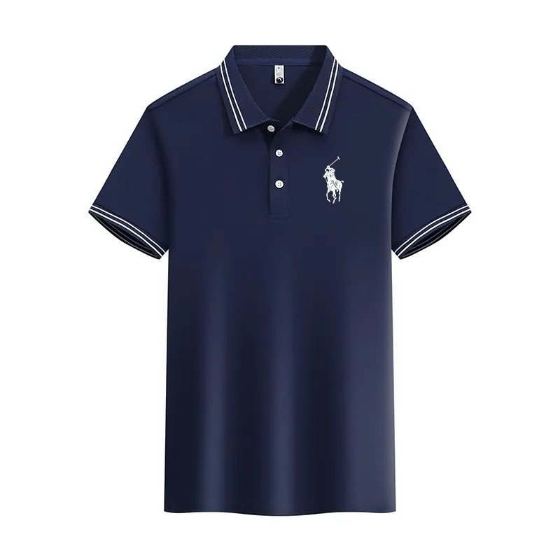 

Summer Men Streetwear Regular Style Short Sleeve Tops Business Casual Quick-Drying Breathable Clothing Fashion Trend POLO Shirt