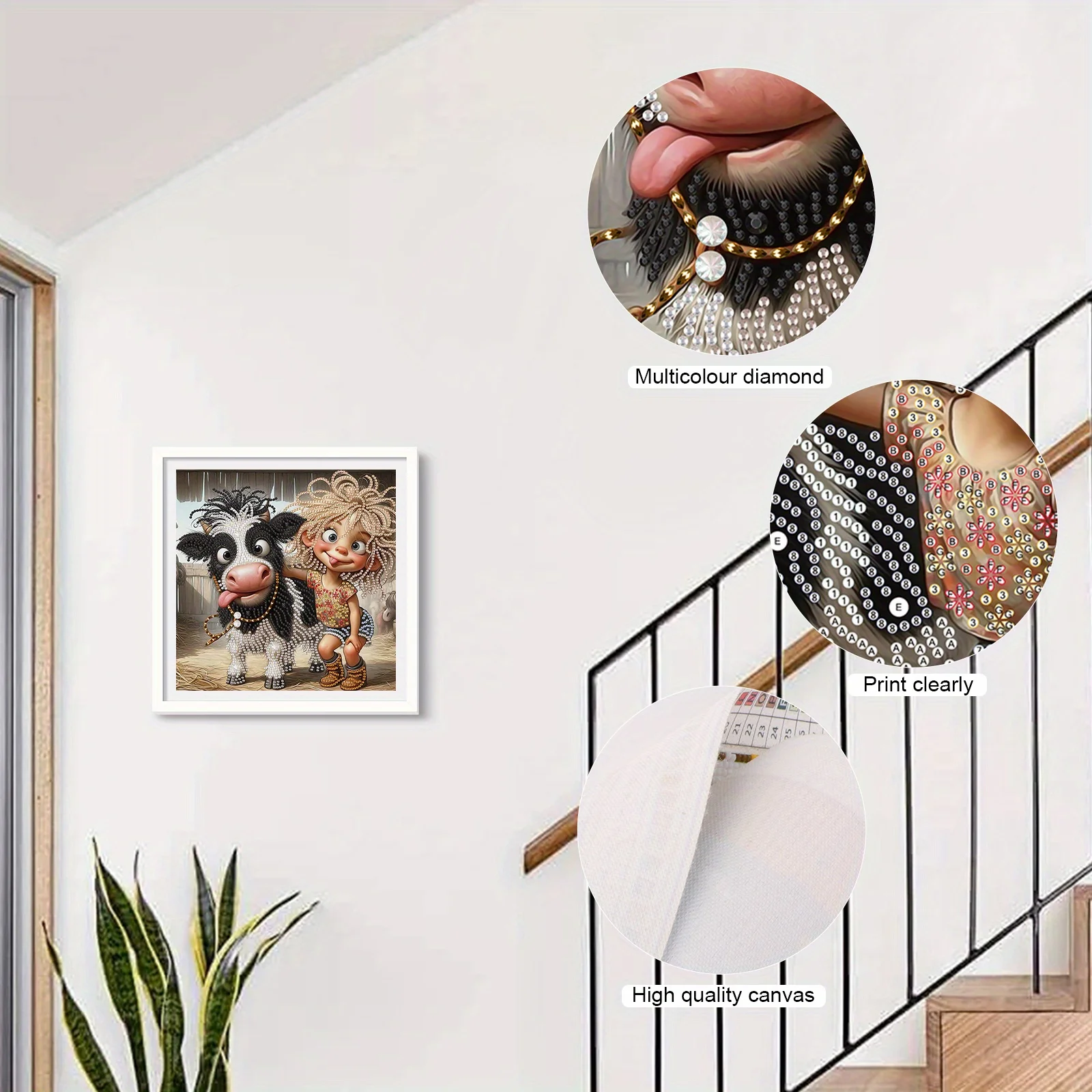 DIY Girl and Cow 5D Special Shape Diamond Art Kits for Beginners Home Wall Decoration Gift