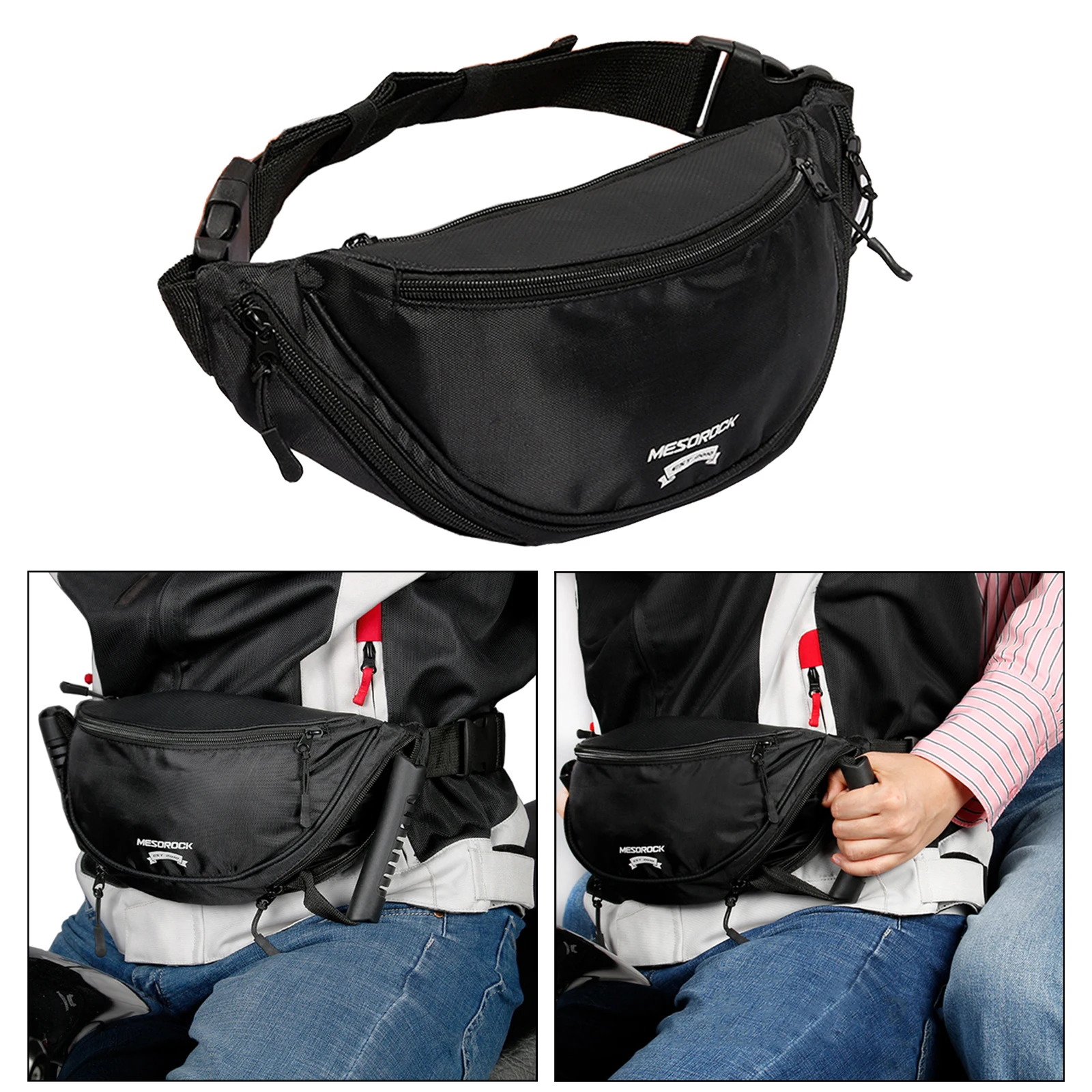 

Oxford Rear Seat Belt Bag handles Waist Pack Adjustable Strap for Motorcycle Snowmobile Passenger Riding Driving