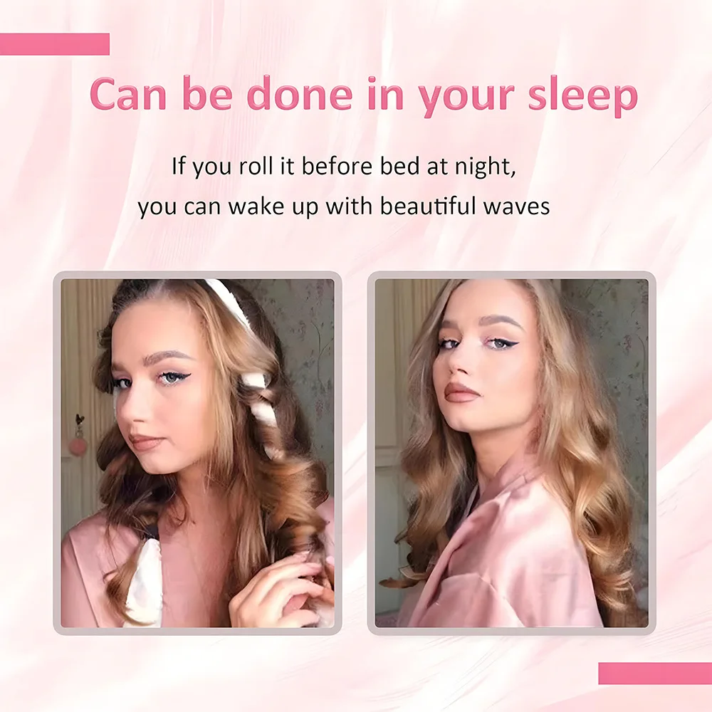 4-Piece Silk Heatless Curler Set Big Wave Hair Tool with Adjustable Clips, DIY Styling, Gift for Christmas/Valentine's Day