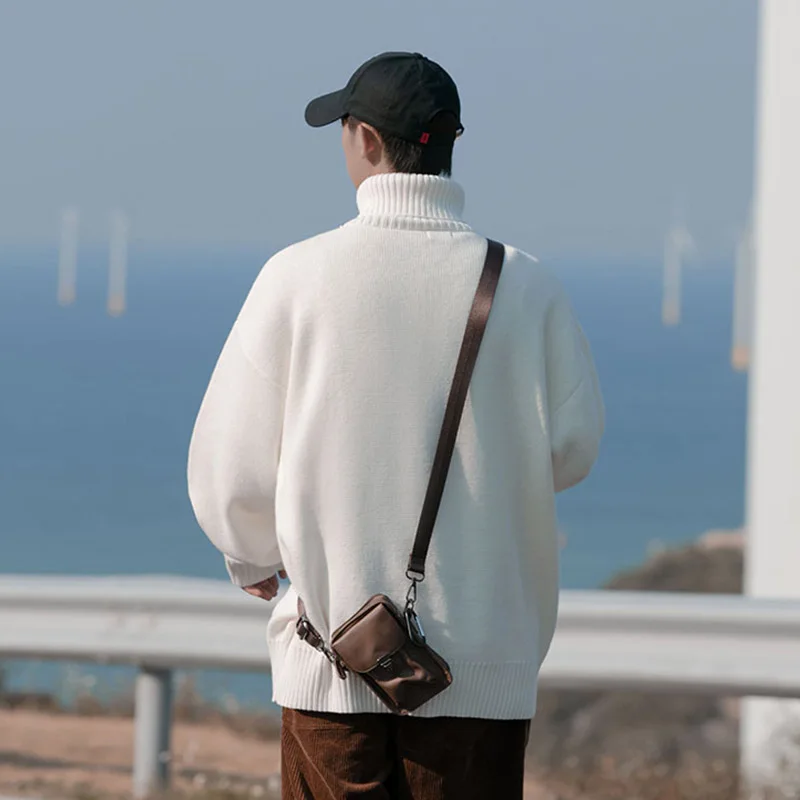 2024 New High Neck Sweater Korean Edition Fashion Men's And Women's Autumn And Winter Texture Thickened Loose Knitted Sweater