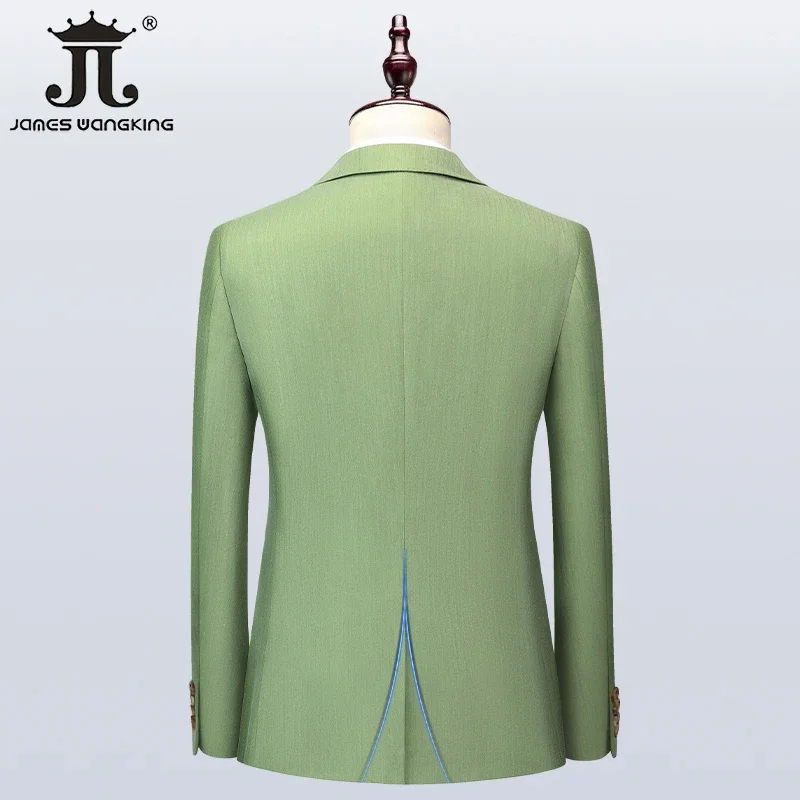 S-5XL 남성용 럭셔리 녹색 비즈니스 정장, 무도회 연회 파티 신랑 웨딩 드레스, 단색 정장, 재킷, 조끼, 바지, 3 개