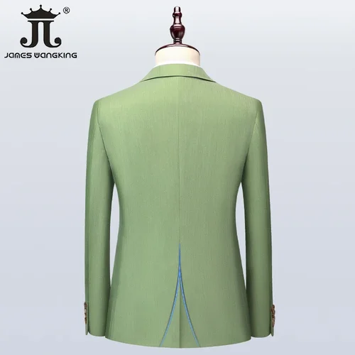 S-5XL 남성용 럭셔리 녹색 비즈니스 정장, 무도회 연회 파티 신랑 웨딩 드레스, 단색 정장, 재킷, 조끼, 바지, 3 개 4