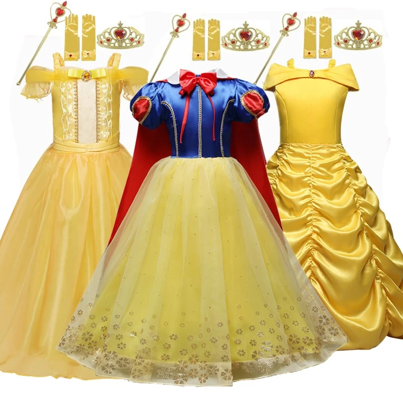 Vestidos dorados para niños, disfraz de Cosplay para niña, vestido de princesa  para niña, fiesta de Carnaval de Halloween, juego de rol, ropa de vestir|Vestidos|  - AliExpress