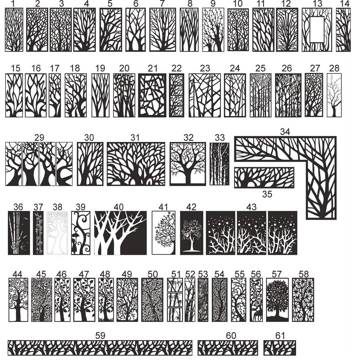 Коллекция панелей для деревьев декор стен дизайнерские шаблоны DXF СГ EPS CDR файлы