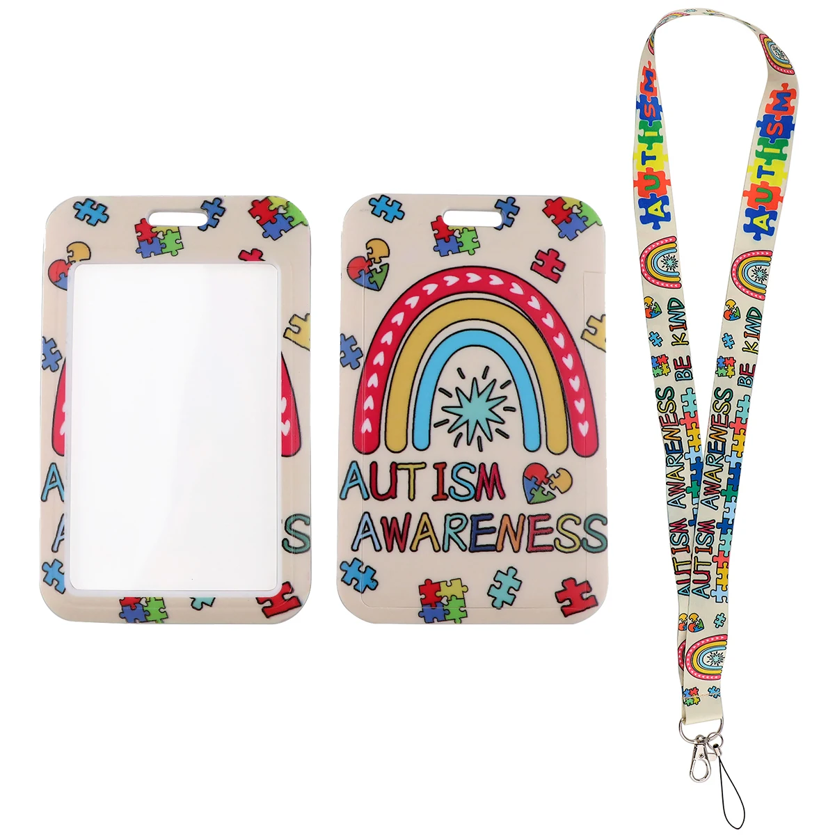 Autism Awareness Lanyard Keychain Rainbow Neck Strap Nurse Lanyards For