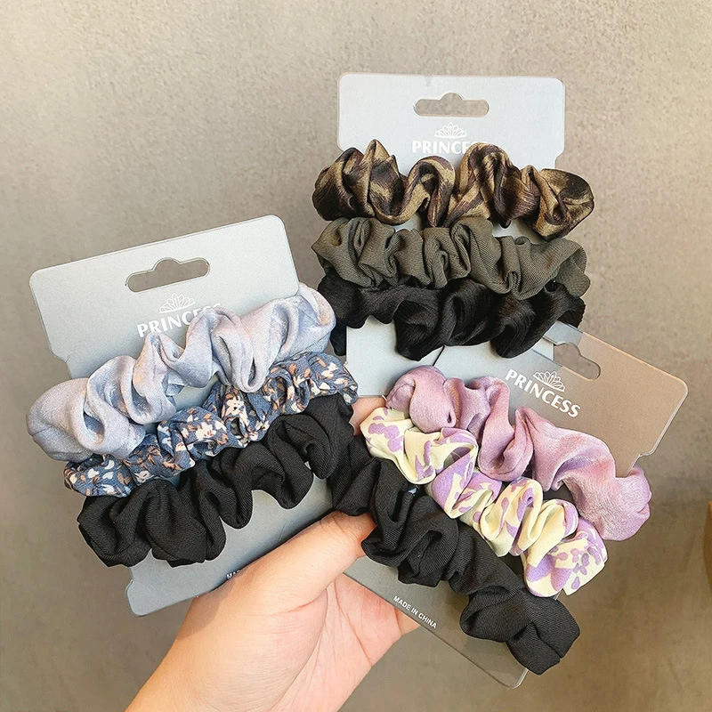 3Pcs Silk Satin Scrunchies Set Solid Color Hair Rope Ponytail Holder Hair Ties Elastic Rubber Bands Hair Accessories Headwear fashion 3pcs set bean bag blanket wrapped cloth headwear newborn photography props blankets infant photo shoot accessories