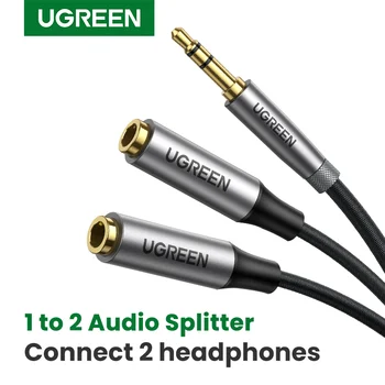 UGREEN 헤드폰 분배기 3.5mm 2 웨이 Aux 남성 여성 이어폰 오디오 어댑터 더블 스테레오 Y 분배기 케이블 TV 전화 PS4 용
