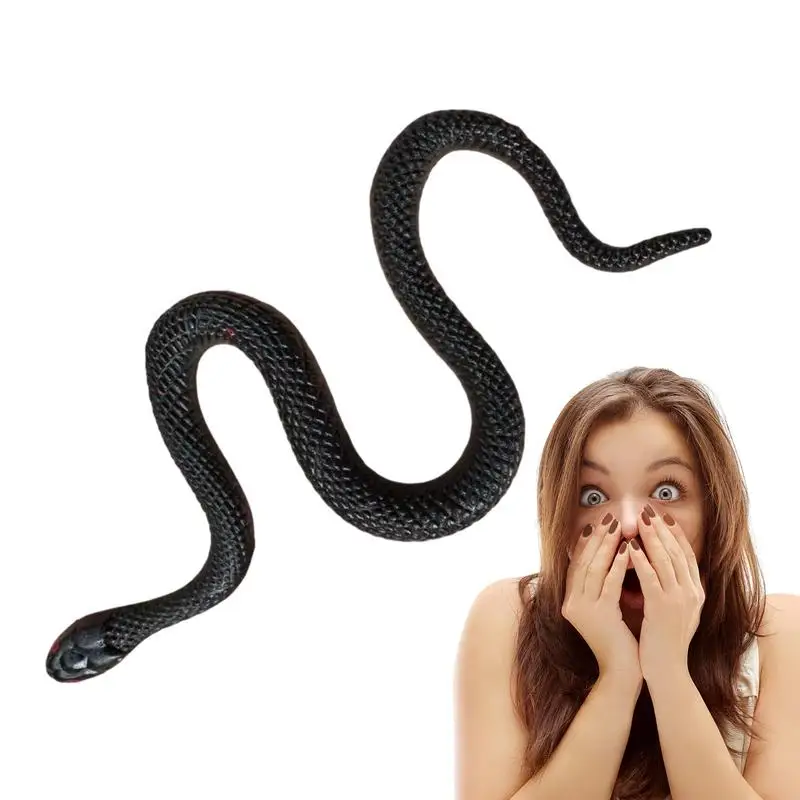 

Rubber Snake Toy Creative Black TPR Soft Rubber Snake Prank Halloween Snake Toys Funny Prank Props Lightweight Rain Forest