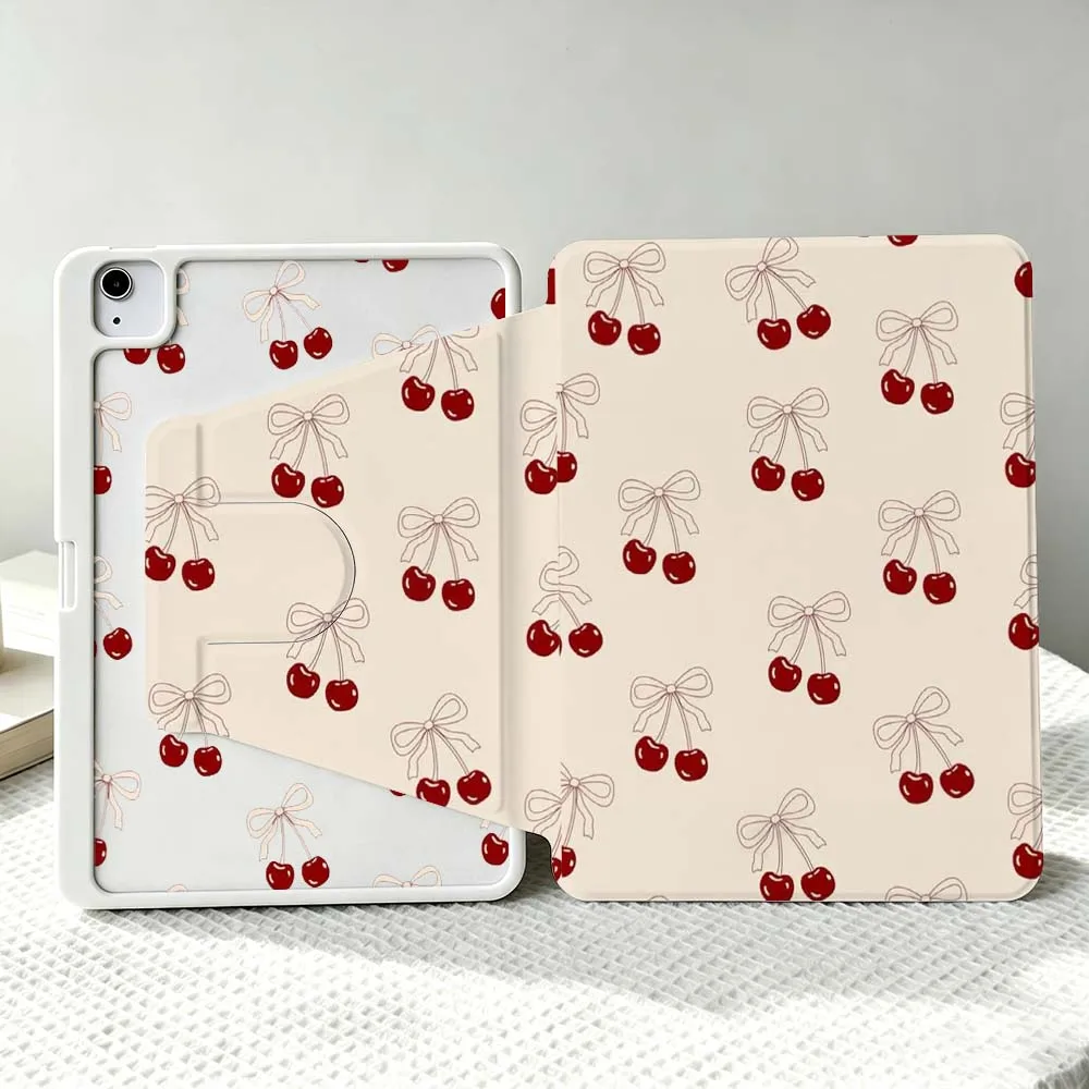 Luxury Cherry 360° Rotation Stylus Storage Tablet Case