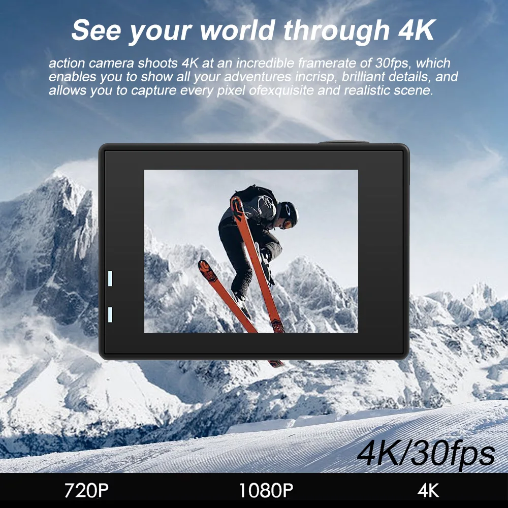 A1 Action Camera Ultra HD 4K30FPS 16.0MP Wi-Fi 2.0" Screen 170D DVR Webcam Underwater 30M Helmet Video Recording Sport Camera 6