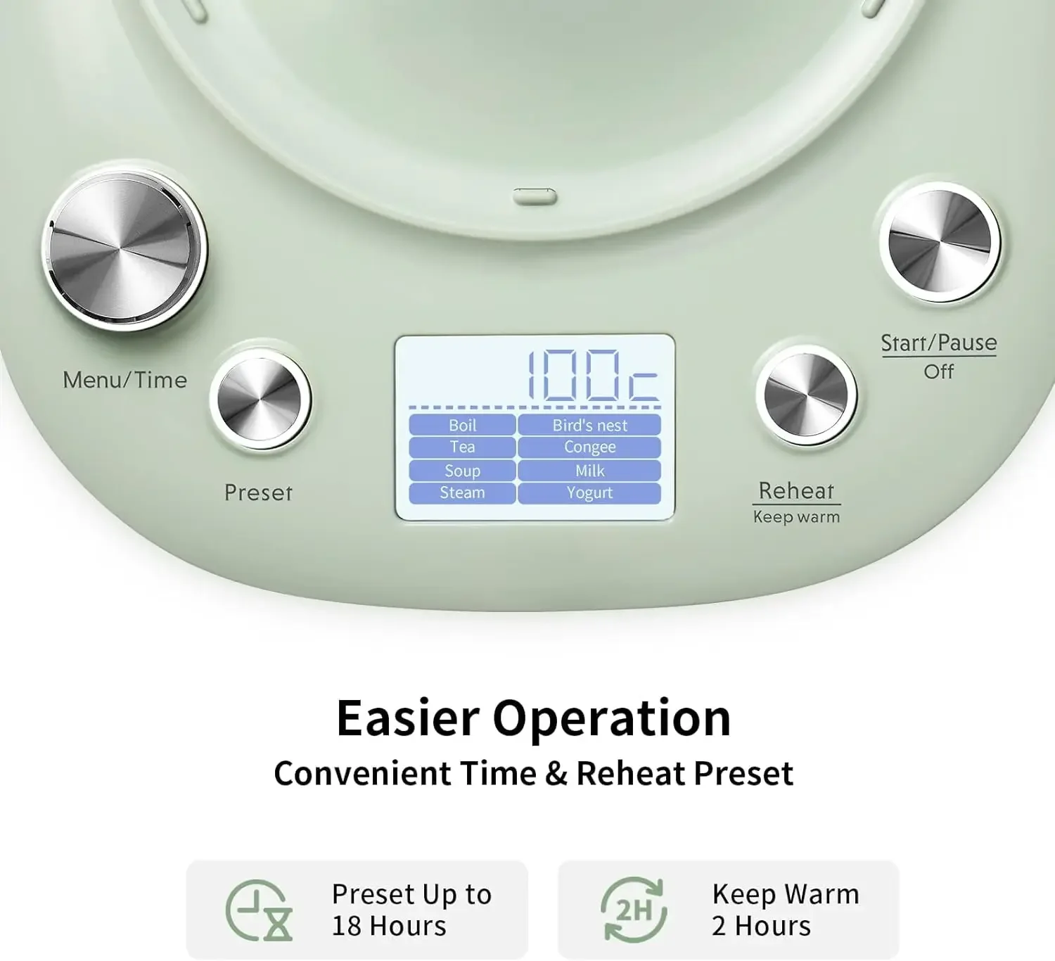 Health Pot K2763 Lite, Glass Electric Kettle for Tea & Coffee, Hot Water Boiler and Wamer with Stew Pot, Temperature Con 4